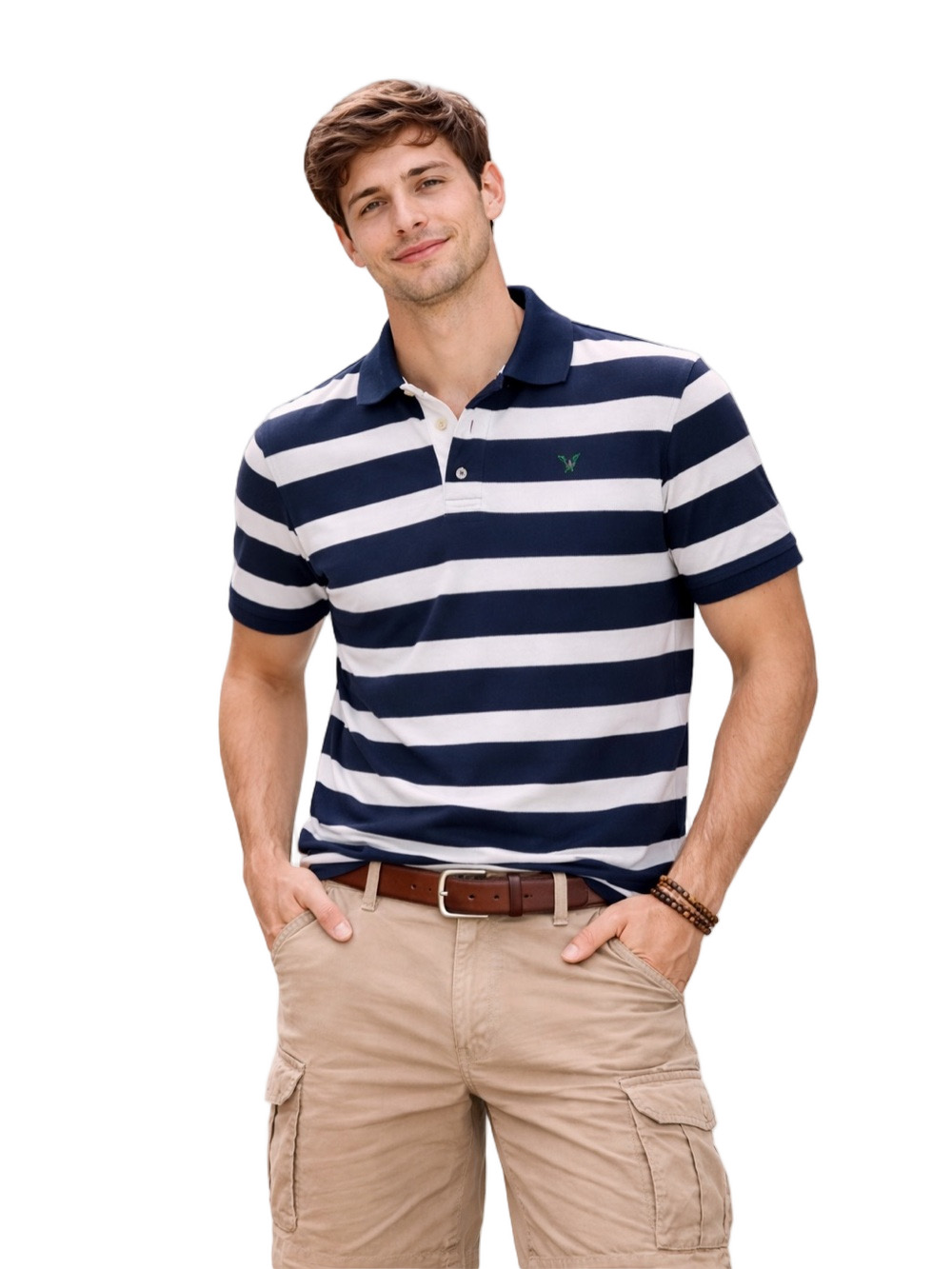 American Eagle Outfitters Blue and White preppy Striped y2k Polo Shirt